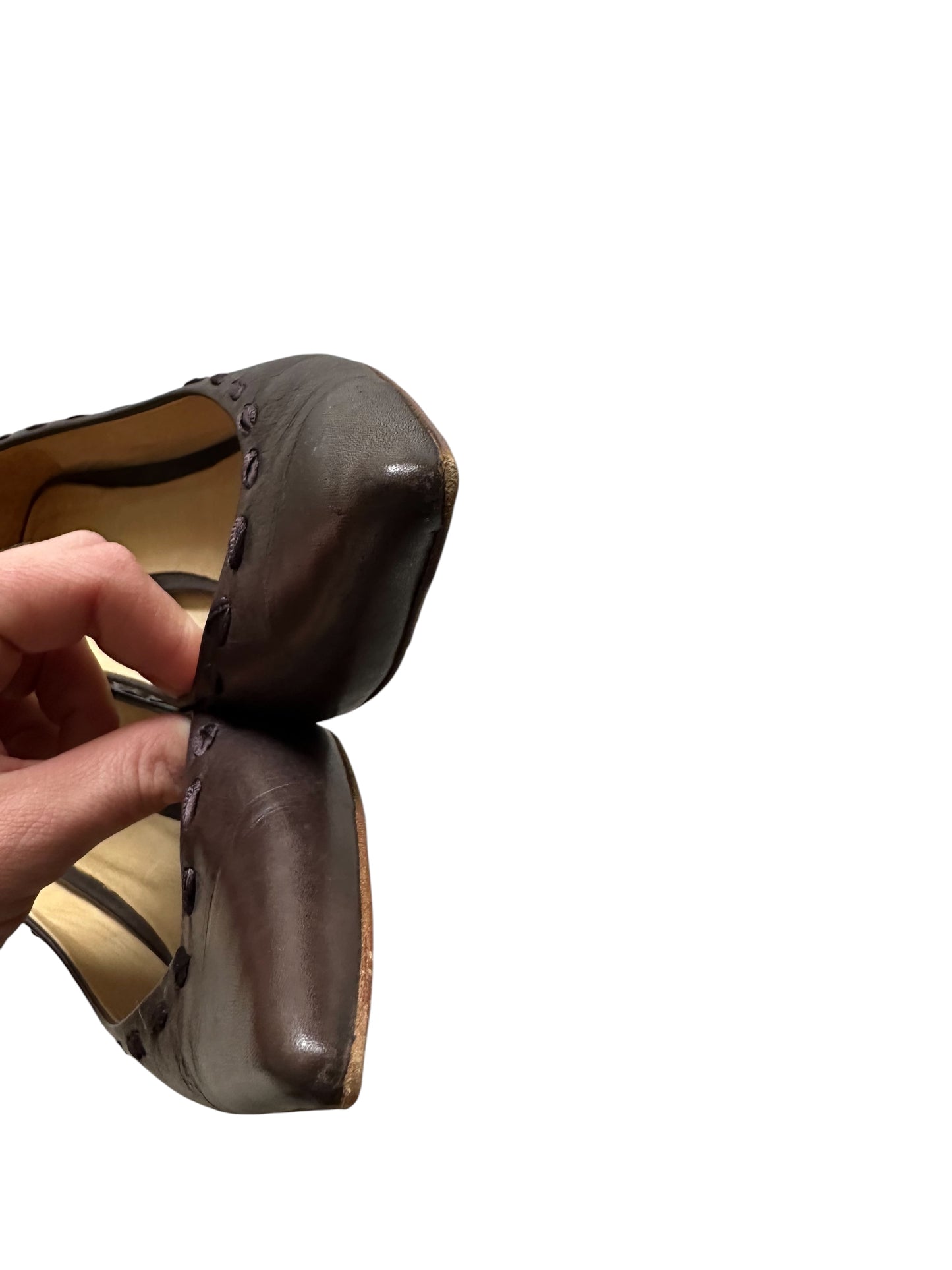 Rare Vintage Chloe Brown Leather Ribbon Knit Heeled Pumps EU 39 / UK 6