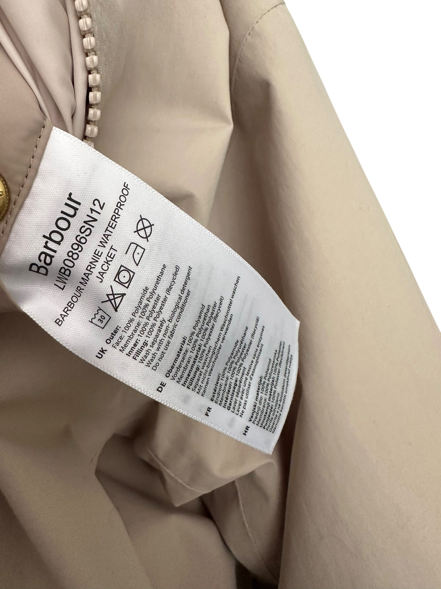 Barbour Marnie Waterproof Jacket - Light Sand/Blanc/Light Sand - Size 14