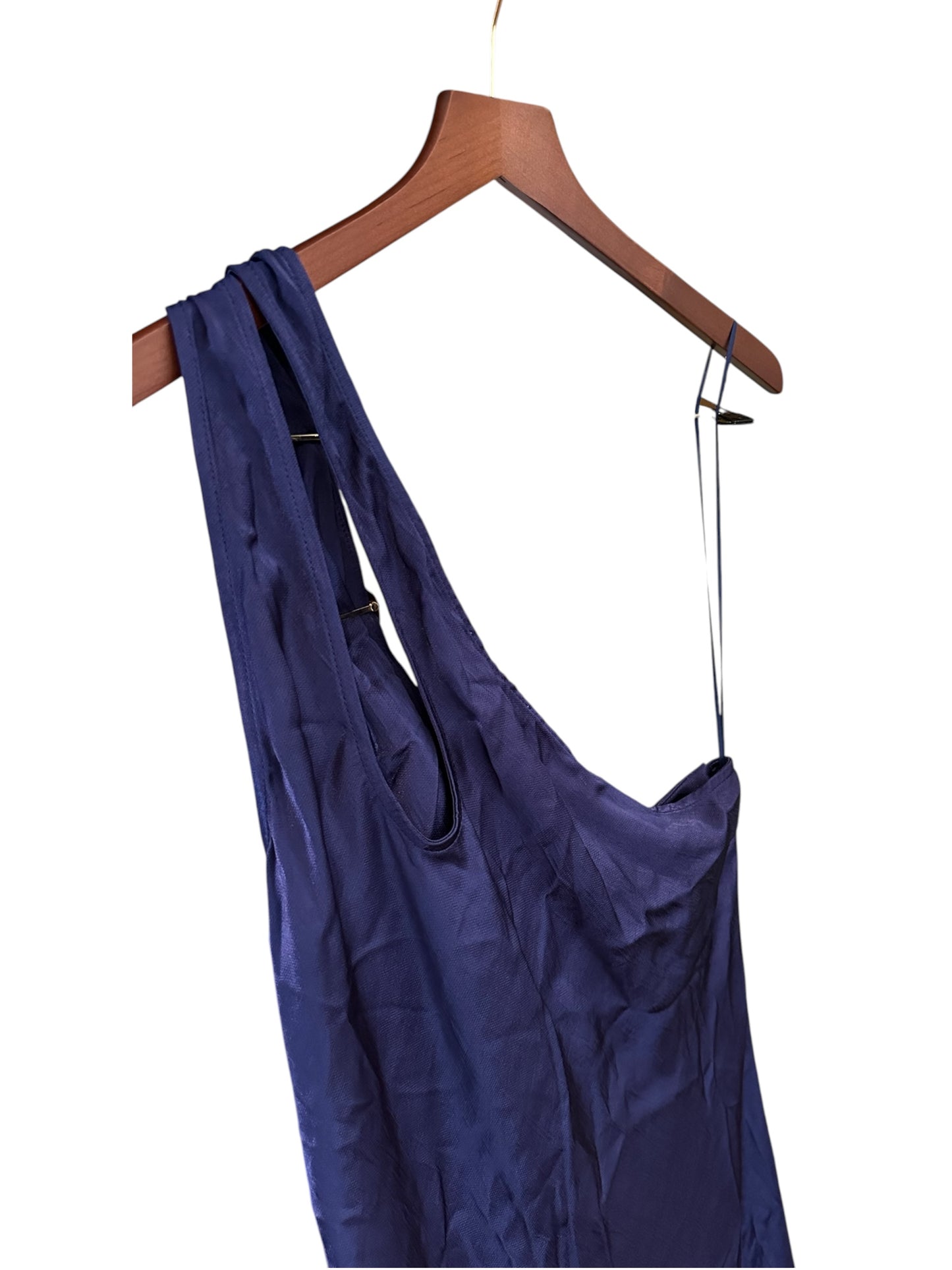 Anthropologie Navy Gold One Shoulder Maxi Dress Gown UK 16 - RRP 138