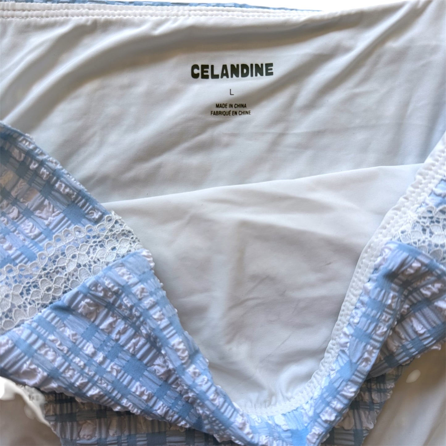 Anthropologie Celandine Pippa Trimmed High-Waist Blue White Bikini Bottoms - Size S