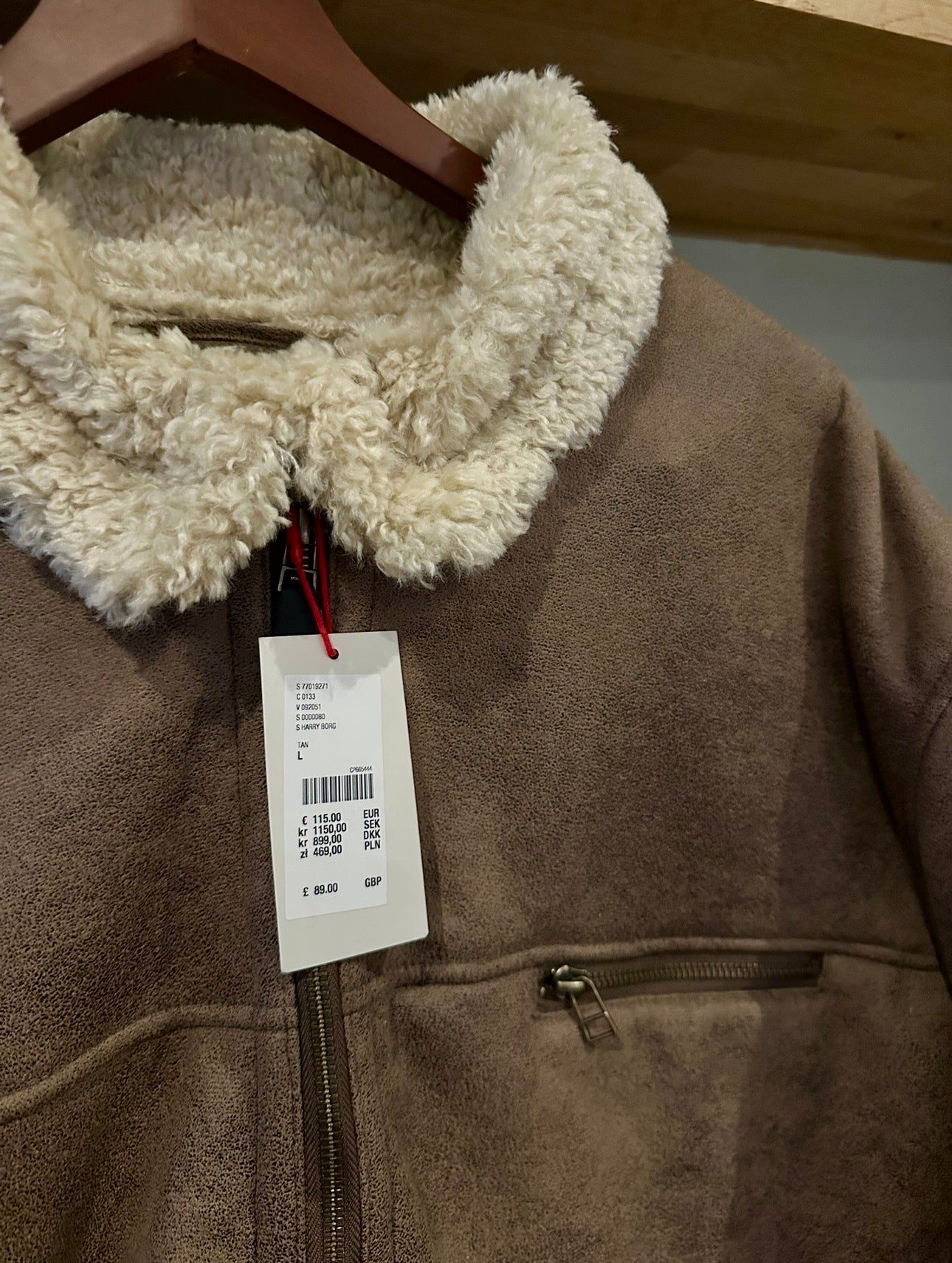 Urban Outfitters Brown Faux Shearling Borg Aviator Jacket - Size L RRP 89