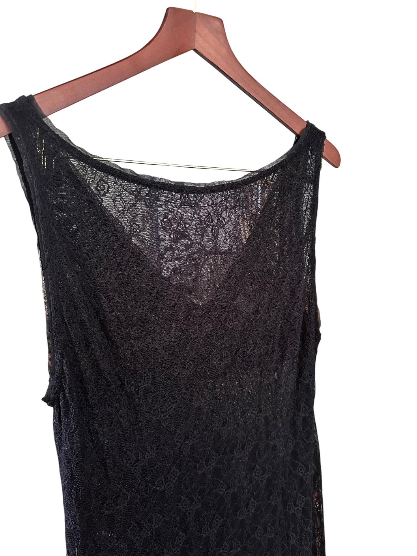 Urban Outfitters Like A Dream Reversible Sheer Lace Scoop Slip Maxi Dress Black - Size L