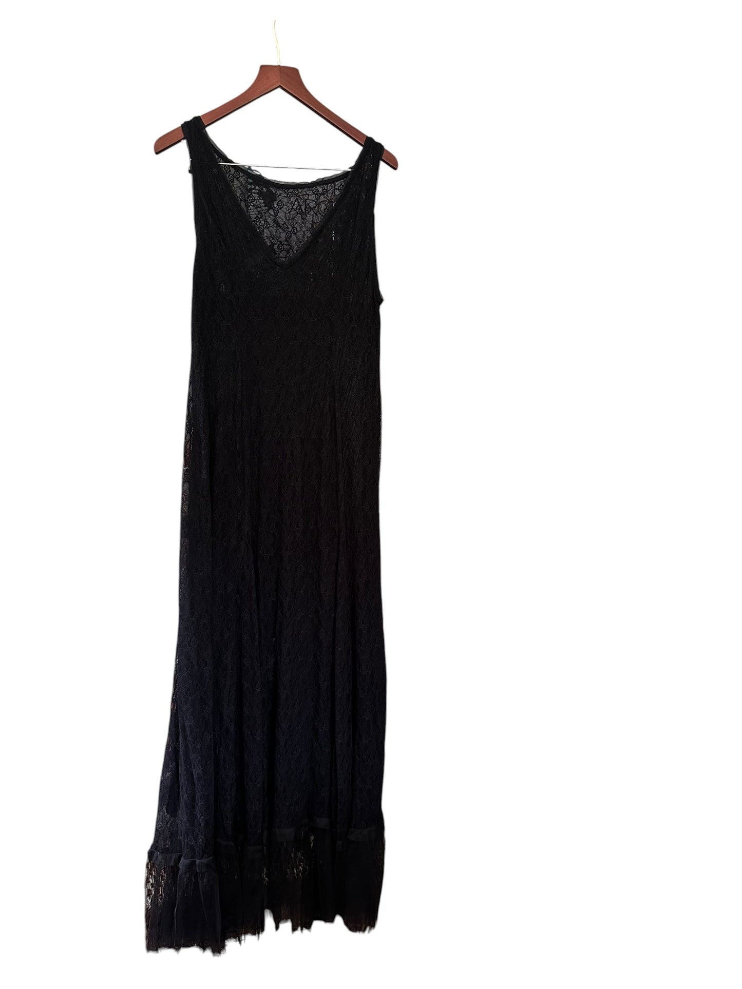 Urban Outfitters Like A Dream Reversible Sheer Lace Scoop Slip Maxi Dress Black - Size L