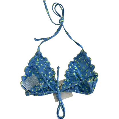 Kulani Kinis Blue Yellow Halter Triangle Bikini Top - Size Small