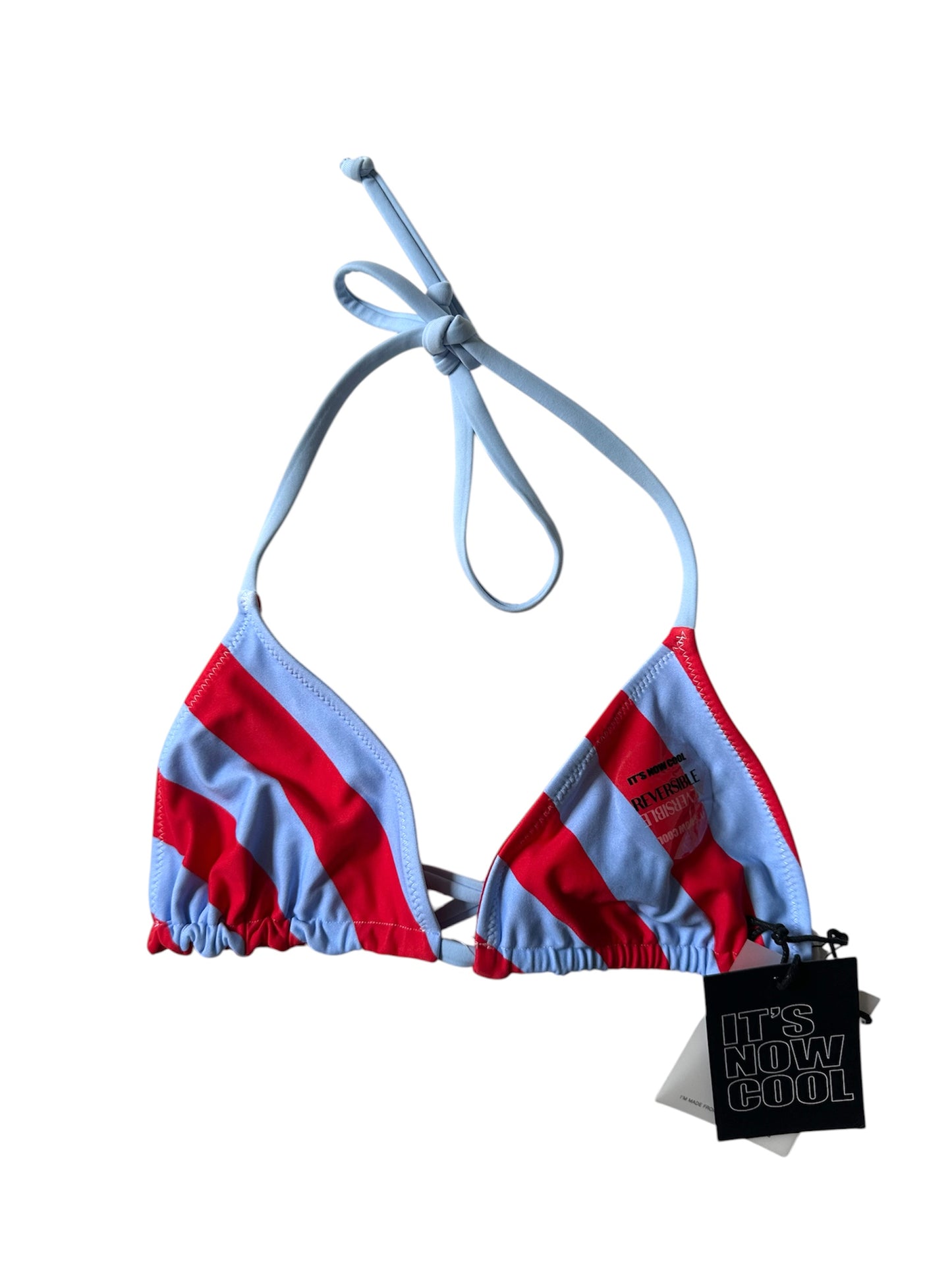 Free People It’s Now Cool The Revo Reversible Tri Bikini Top Blue Red Size S