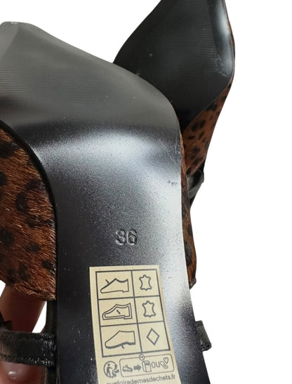 Anthropologie Pointed Toe Animal Print Leopard Kitten Heel Slingback Size 36 UK 3