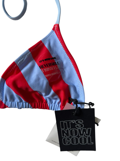 Free People It’s Now Cool The Revo Reversible Tri Bikini Top Blue Red Size S