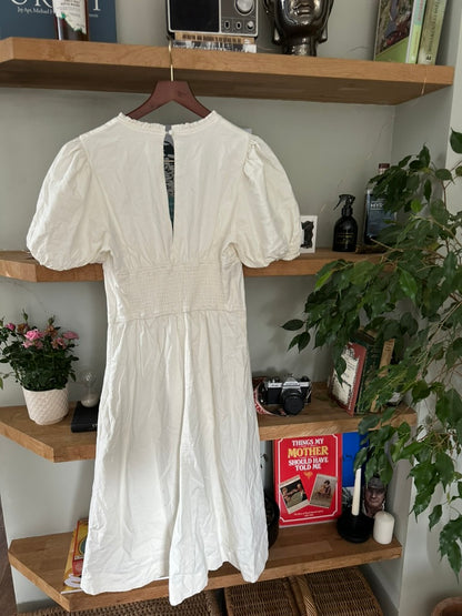 Anthropologie Maeve Short-Sleeve Linen Corset A-Line Midi Dress - Size M - RRP 158