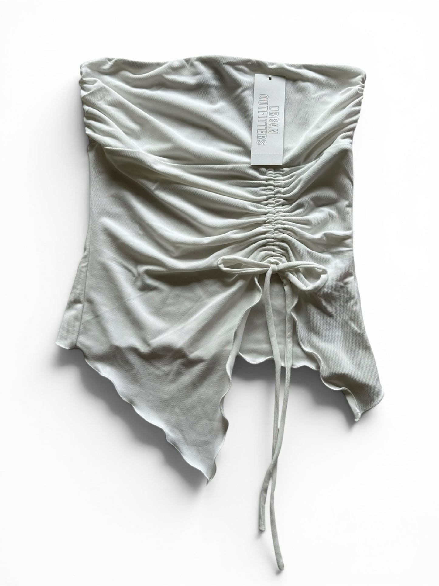 Urban Outfitters Silence + Noise White Rem Bandeau Summer Asymmetrical Ruched - Size S