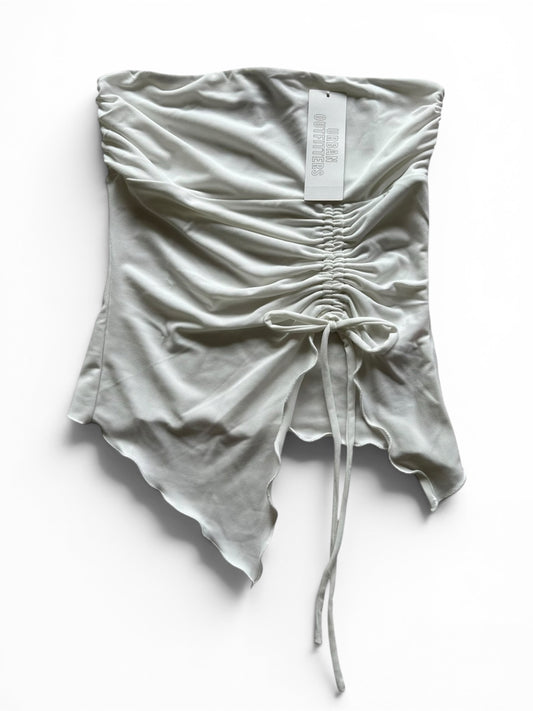 Urban Outfitters Silence + Noise White Rem Bandeau Summer Asymmetrical Ruched - Size S
