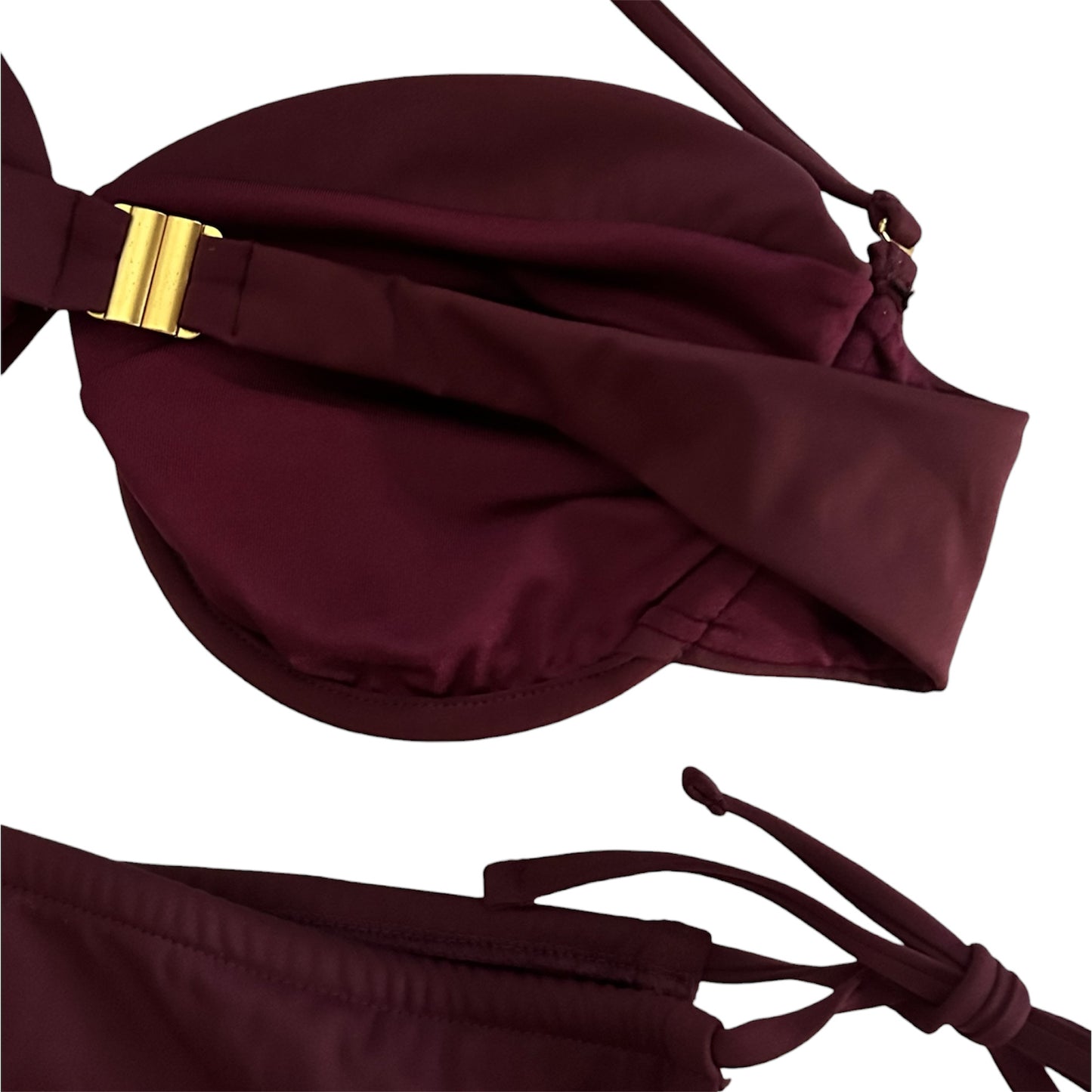 4th & Reckless Burgundy Underwire Bikini Set UK 16