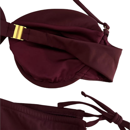 4th & Reckless Burgundy Underwire Bikini Set UK 16