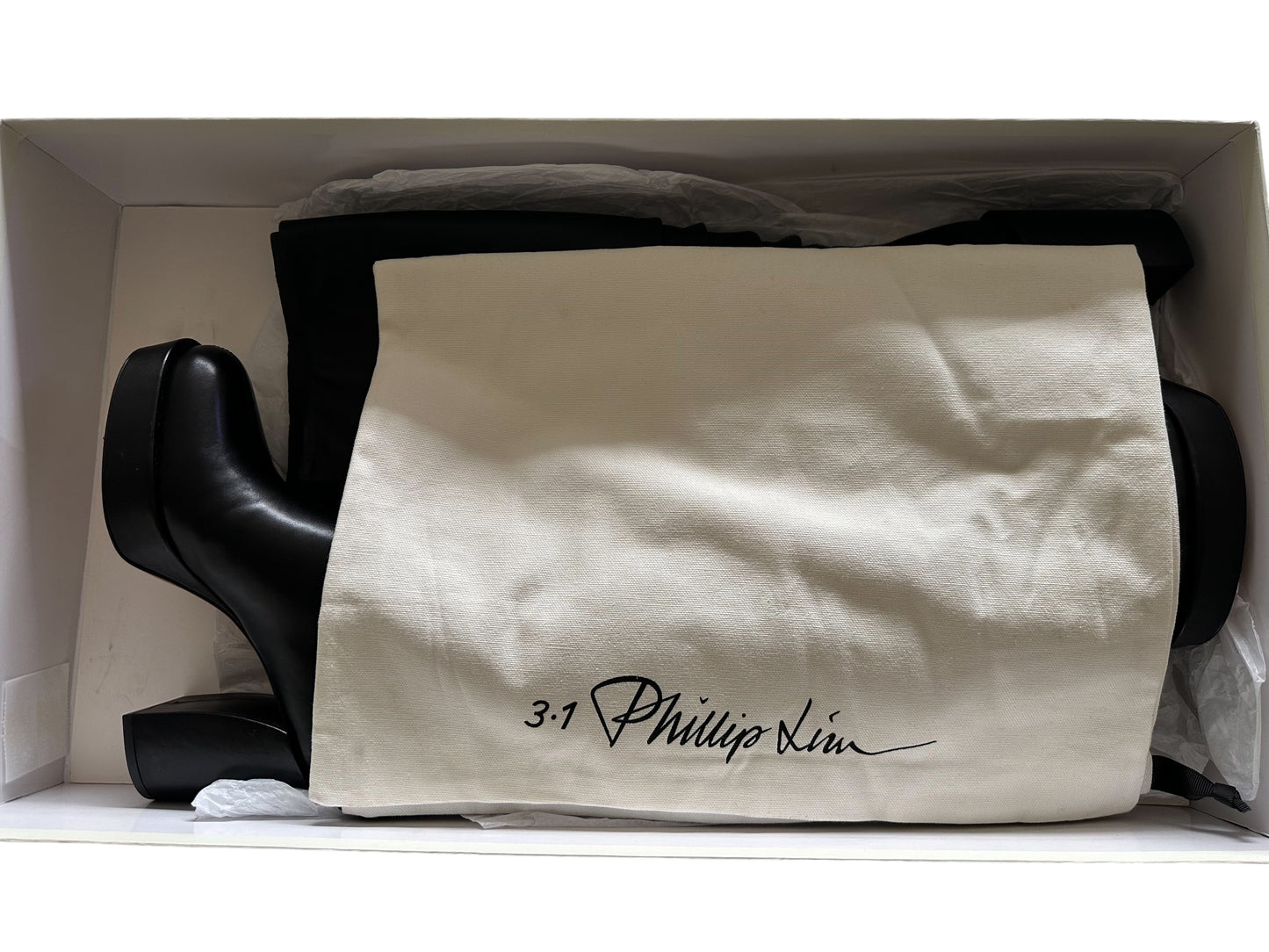 RRP 930 3.1 Phillip Lim Platform Black Leather Slouchy Boot size 37/UK4