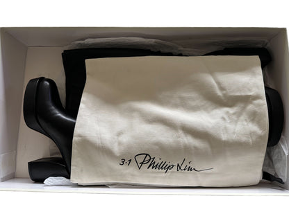 RRP 930 3.1 Phillip Lim Platform Black Leather Slouchy Boot size 37/UK4