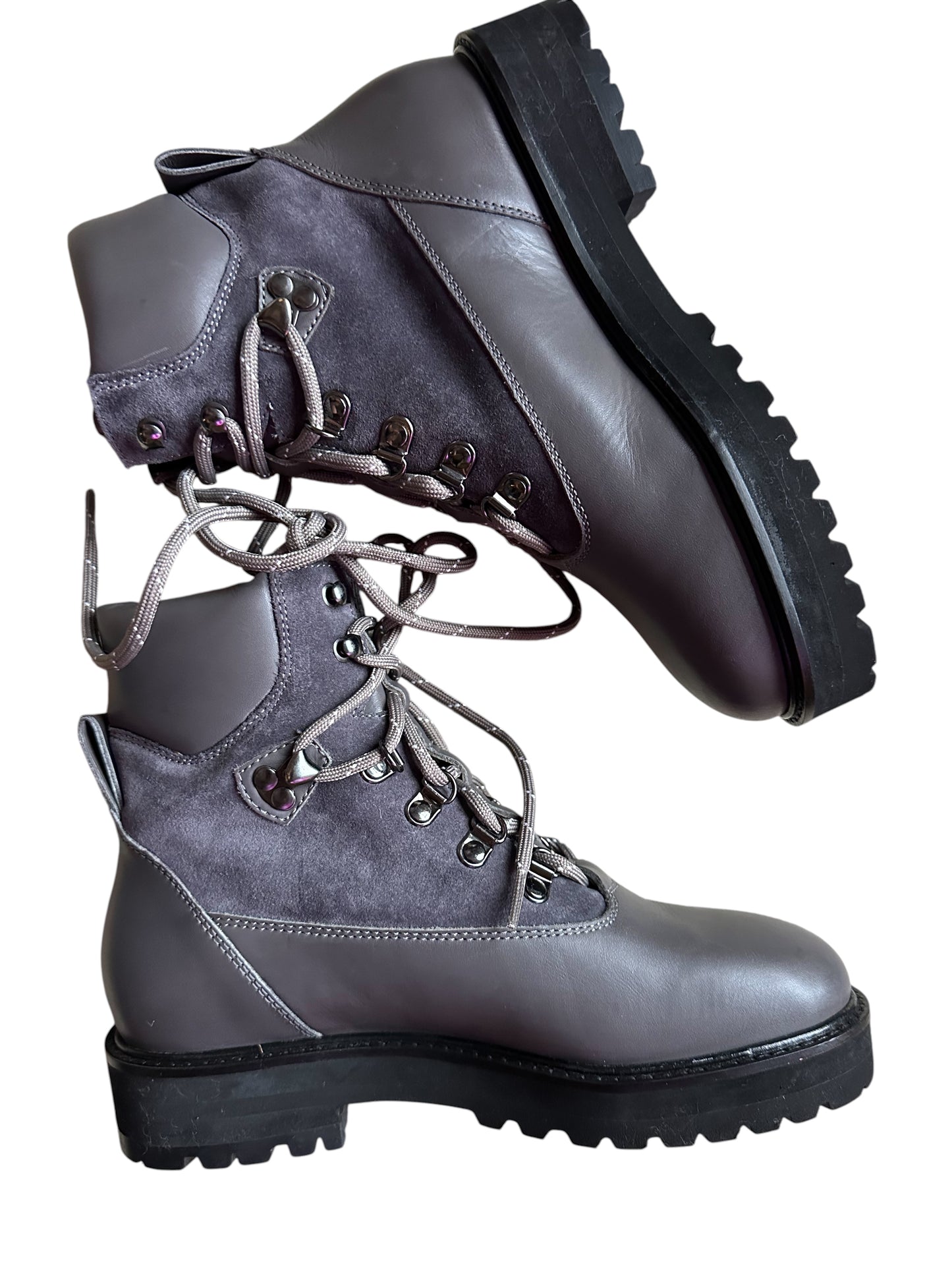 The White Company Dark Grey Leather Flatform Hiker Boots - EU 36 - UK 3 RRP 169