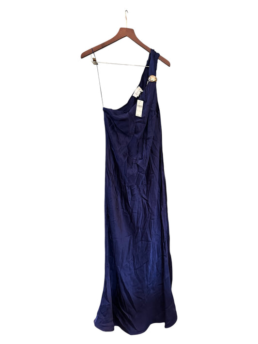 Anthropologie Navy Gold One Shoulder Maxi Dress Gown UK 16 - RRP 138