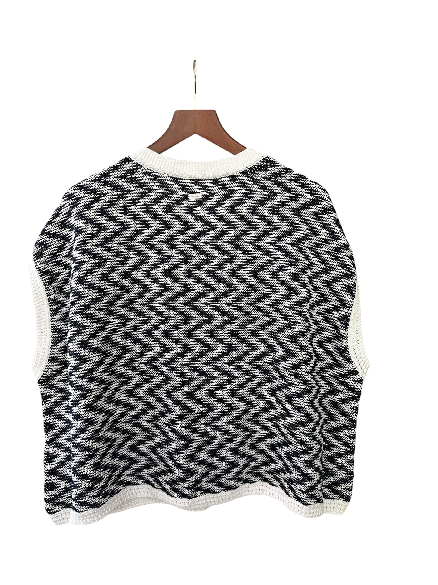 Barbour Olivia Button Through Knitted Vest - Cloud / Navy UK 18 RRP 104.99