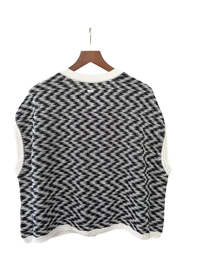 Barbour Olivia Button Through Knitted Vest - Cloud / Navy UK 18 RRP 104.99