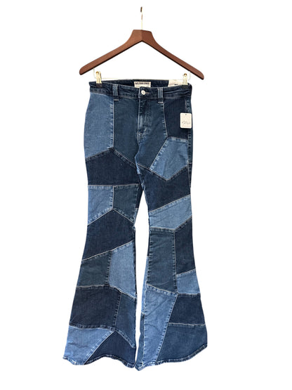 Free People We The Free No Boundaries Pieced Flare Patchwork Denim - W25 L 32 RRP 188