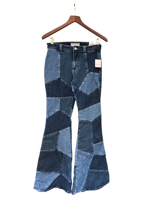 Free People We The Free No Boundaries Pieced Flare Patchwork Denim - W25 L 32 RRP 188
