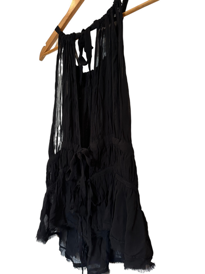 By Anthropologie Black Sheer Smocked Halter Blouse Size XL