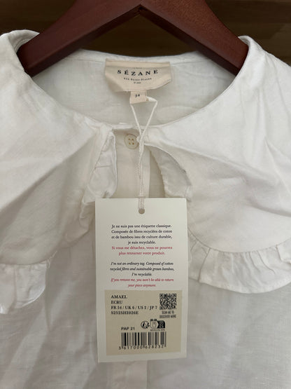 Sézane White Amael Shirt Size 34 UK 6 Current Stock 115