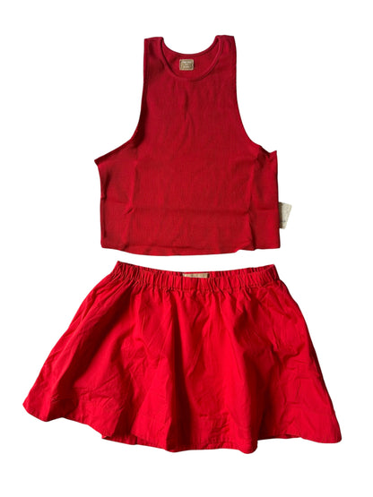 Free People Red Summer Co-Ord Set Mini Skirt Tank - Size M