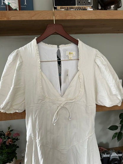 Anthropologie Maeve Short-Sleeve Linen Corset A-Line Midi Dress - Size M - RRP 158