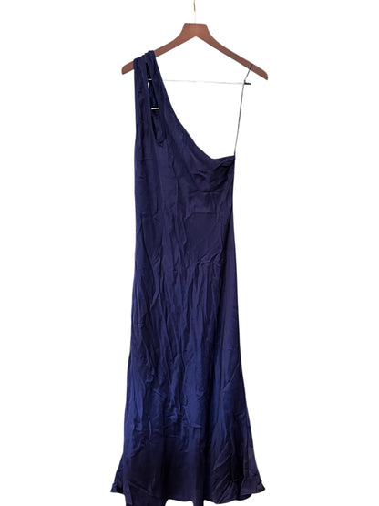 Anthropologie Navy Gold One Shoulder Maxi Dress Gown UK 16 - RRP 138