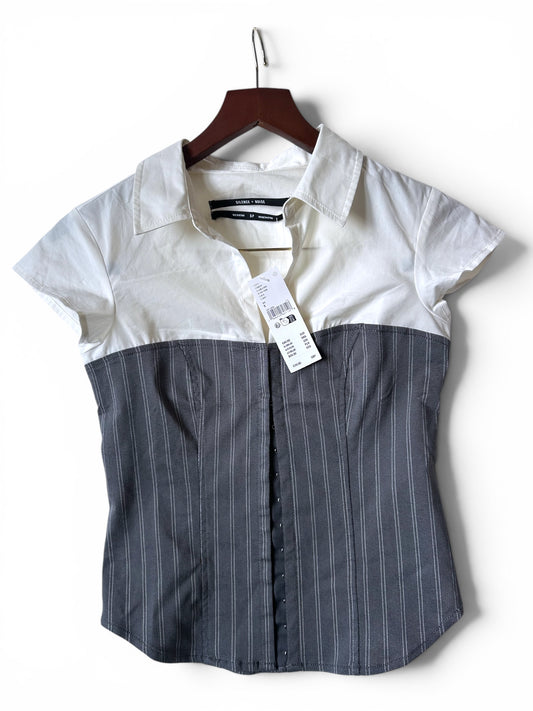 Urban Outfitters Silence & Noise Corset Pinstripe Hybrid Shirt - Size S