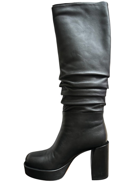 RRP 930 3.1 Phillip Lim Platform Black Leather Slouchy Boot size 37/UK4