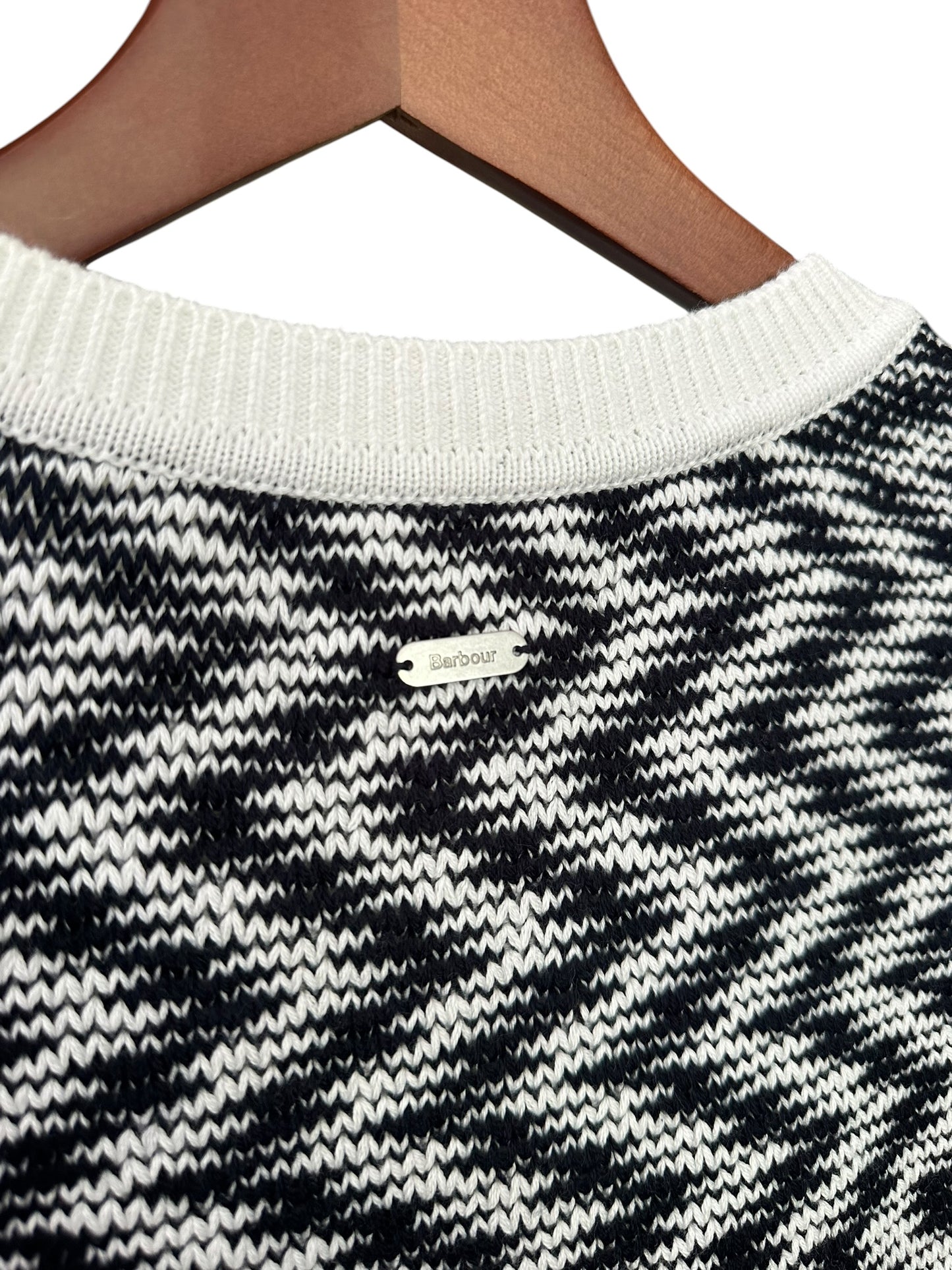 Barbour Olivia Button Through Knitted Vest - Cloud / Navy UK 18 RRP 104.99
