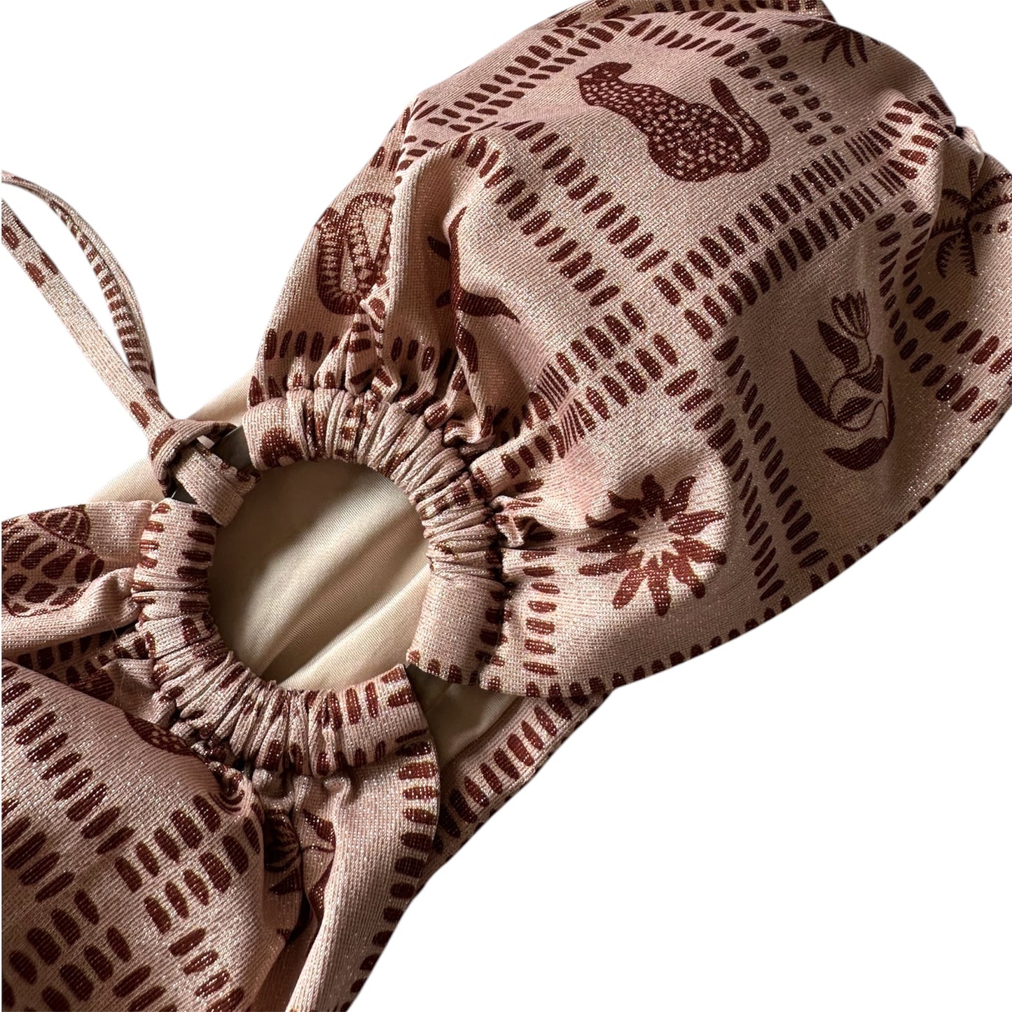 Malai x Anthropologie Tropical Bronze Nude Pink Bikini Top - Size M