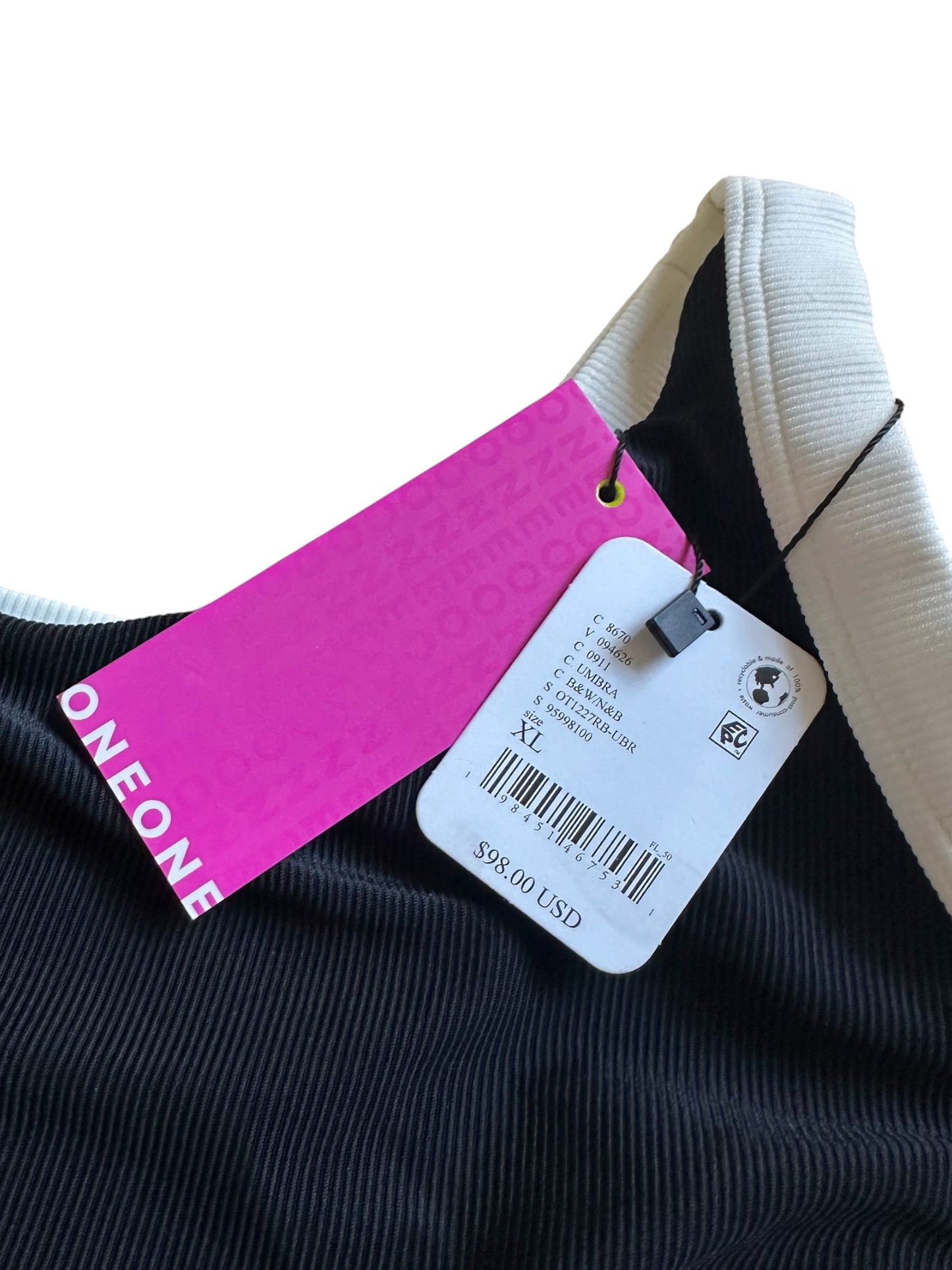 Free People X One One Black White Contract Bikini Top - Size XL UK 14