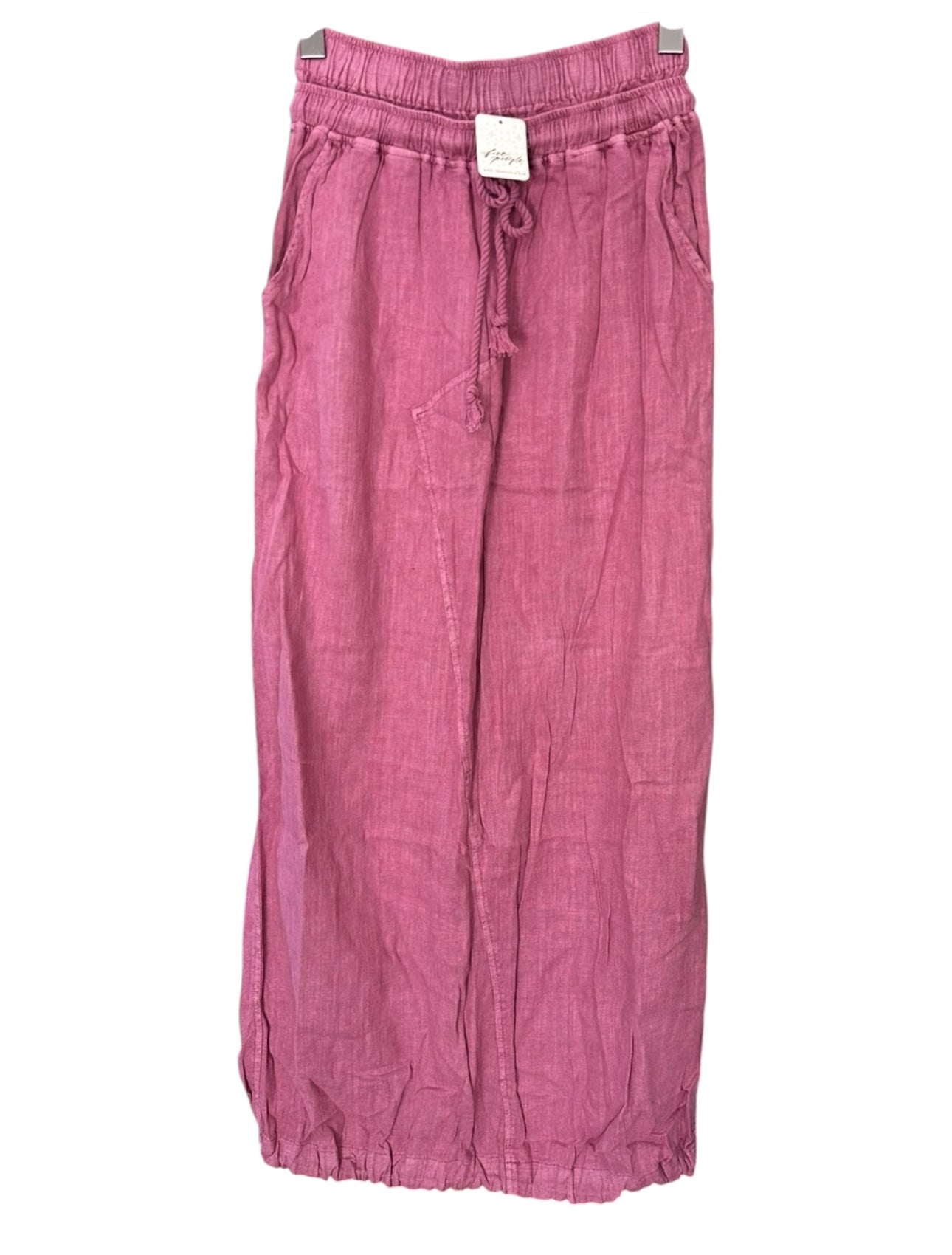 Free People Linen Daphne Maxi Skirt with Double Waistband Pink Rose XS