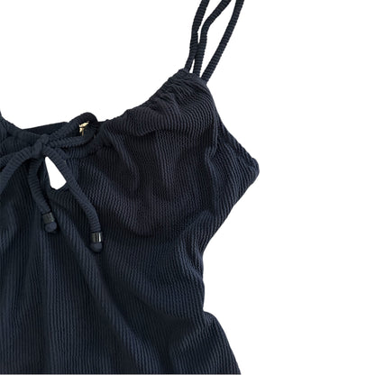Free People Rhythm Navy Isla Ribbed Tie Front One Piece - Size M (UK 10)
