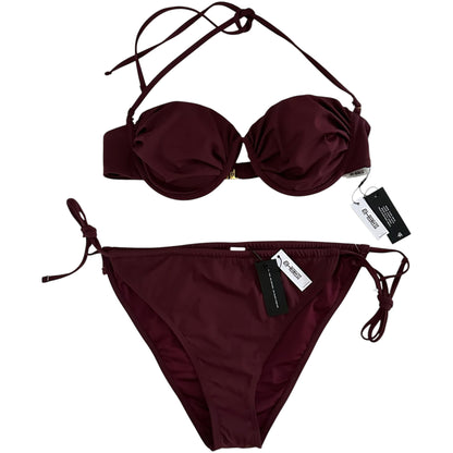 4th & Reckless Burgundy Underwire Bikini Set UK 16