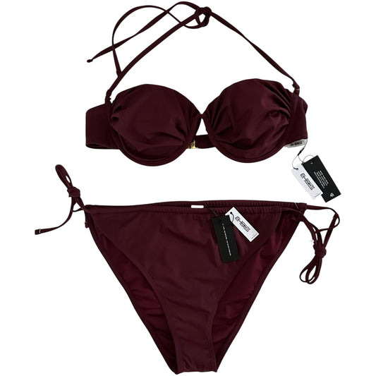 4th & Reckless Burgundy Underwire Bikini Set UK 16