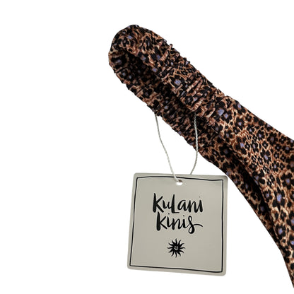 Kulani Kini Y Thong Leopard / Printer Brown Bikini Bottom - Size XL
