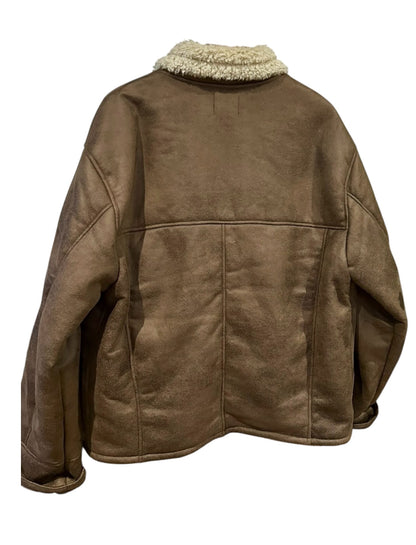 Urban Outfitters Brown Faux Shearling Borg Aviator Jacket  - Size L RRP 89