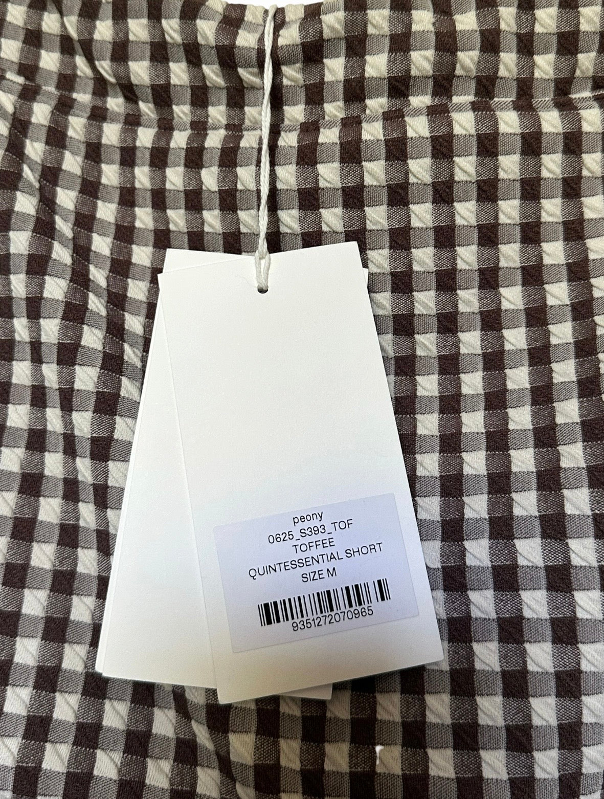 Anthropologie Peony Quintessential Swim Shorts in Brown White Gingham - Size M