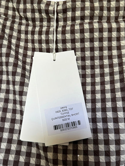 Anthropologie Peony Quintessential Swim Shorts in Brown White Gingham - Size M