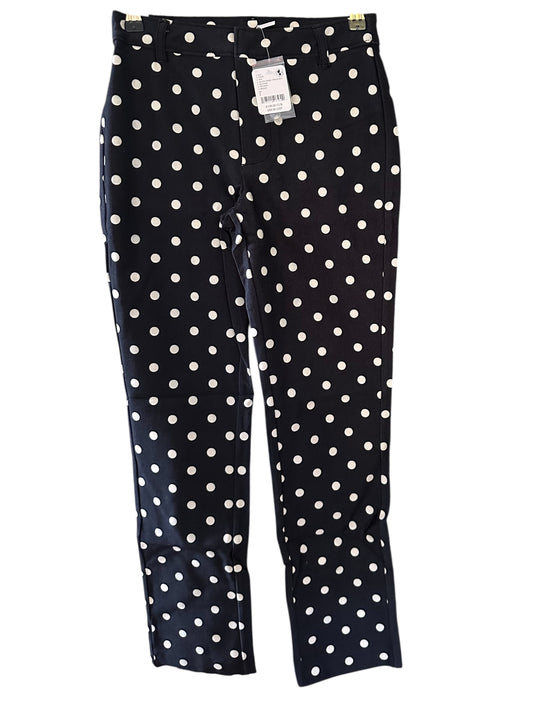 Free People Molly Dolka Dot Printed Slim Mid Waist Trousers - US 2 UK 6 - Black White - RRP 88