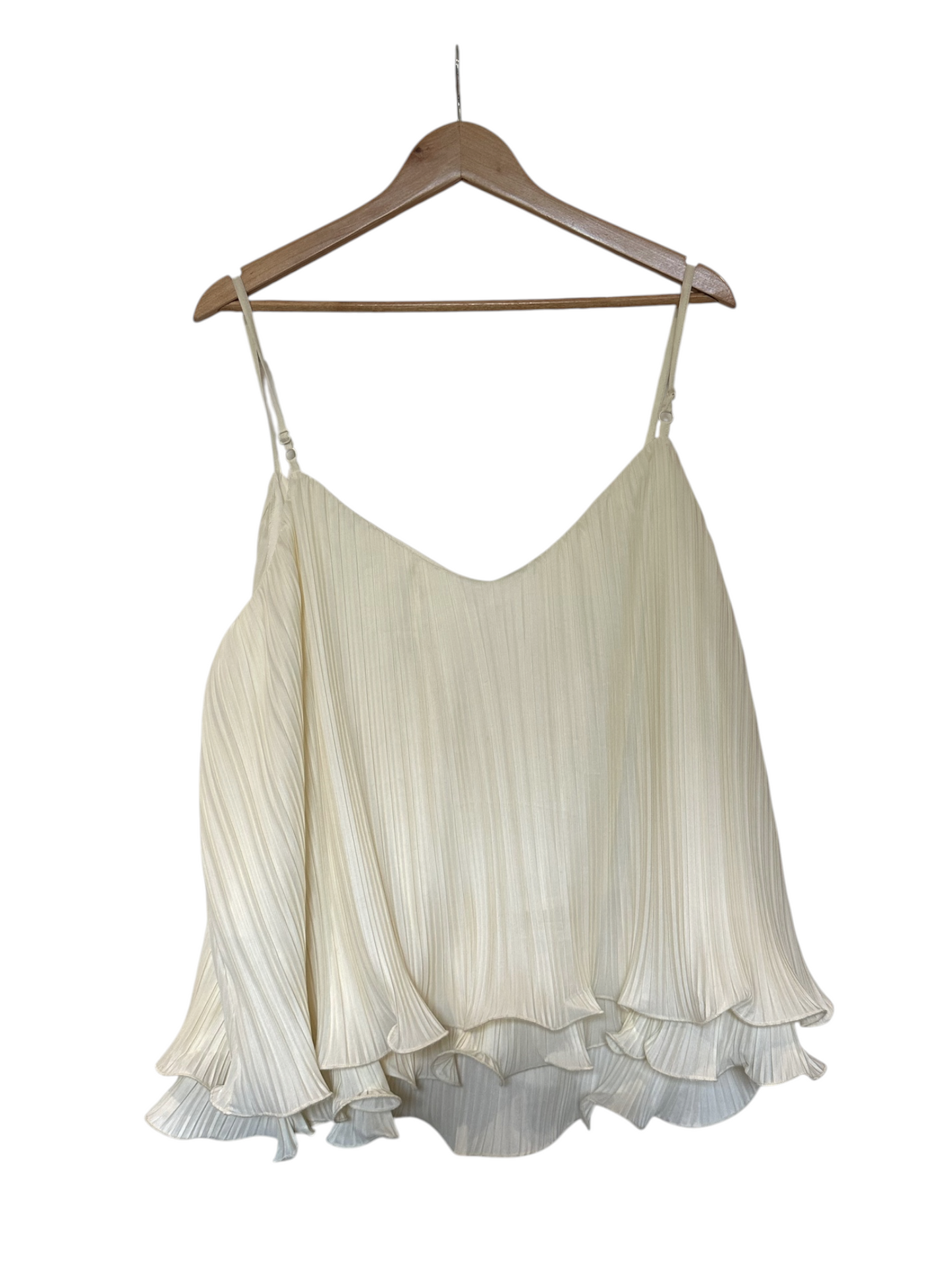By Anthropologie Plissé Swing Cream Tank - Size L
