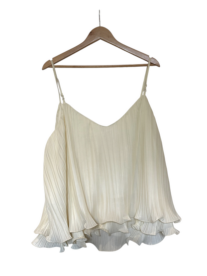 By Anthropologie Plissé Swing Cream Tank - Size L