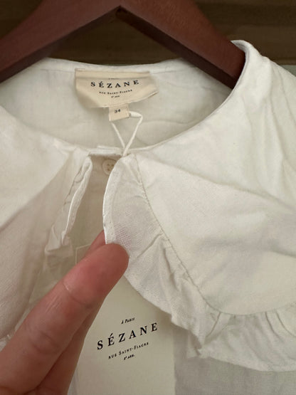Sézane White Amael Shirt Size 34 UK 6 Current Stock 115