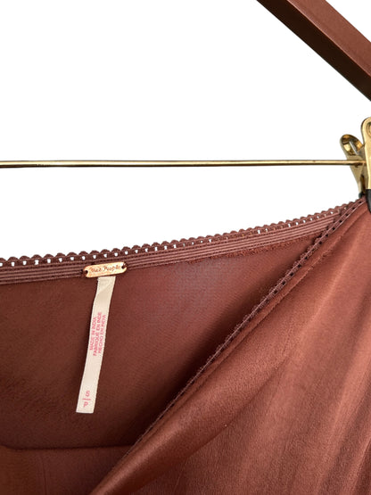 Free People Brown Low Waist Slip Maxi Skirt with Lace Trim - Size S