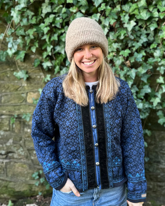 Vintage Dale Of Norway Blue Fair-Isle Nordic Cardigan in Size L