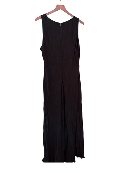 By Anthropologie Black Lola V-Neck Linen-Blend Midi Dress 128 UK 16