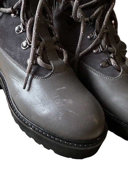 The White Company Dark Grey Leather Flatform Hiker Boots - EU 36 - UK 3 RRP 169